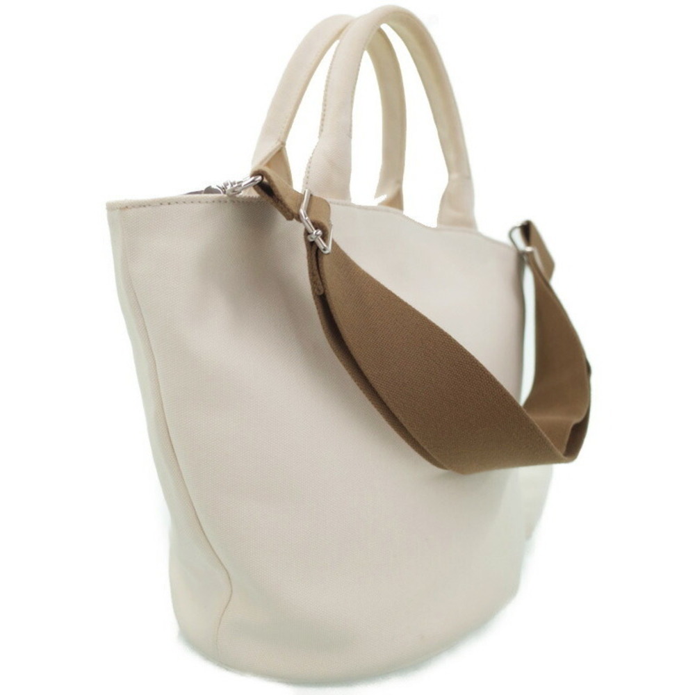 Prada Logo canvas Tote White Shopping Convertible Canapa 2way